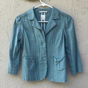 UO: Linen/Cotton Teal Blazer